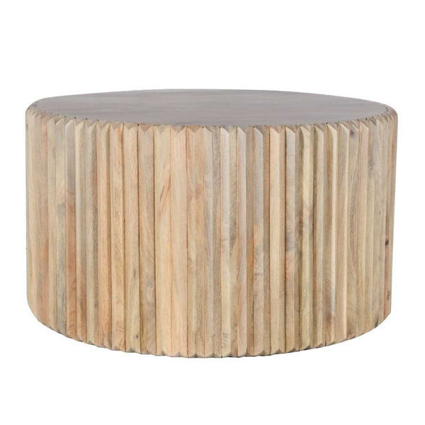 Hudson Carved Solid Mango Wood Round Coffee Table
