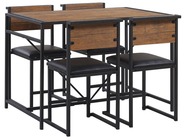 Dining Set BURTON Brown/ Black 4 Seater