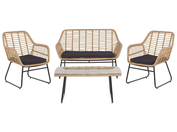 Garden Lounge Set with Table 4 Seater Minori PE Rattan Beige