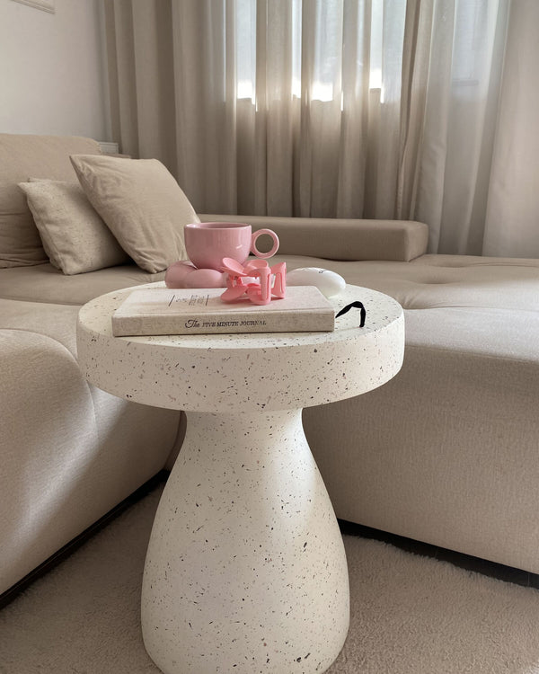 Biviere Accent Side Table Off-White Terrazzo Effect
