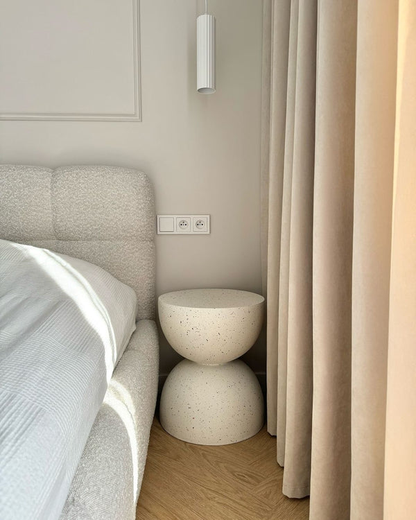 Caoria Accent Side Table Off-White Terazzo Effect