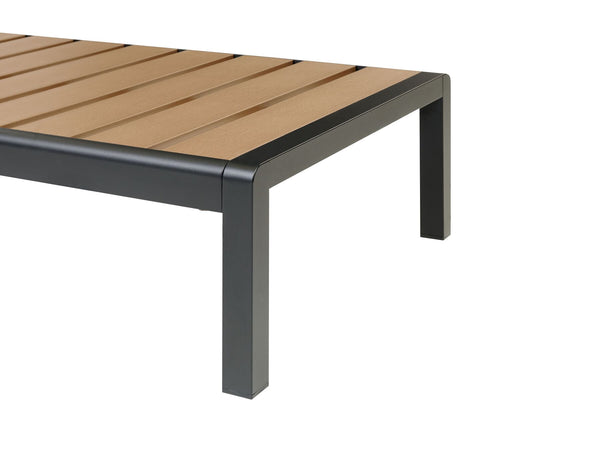 Aluminium Reclining Sun Lounger Light Wood and Black Nardo