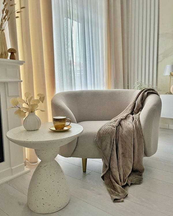 Caffi Accent Side Table Off-White Terazzo Effect