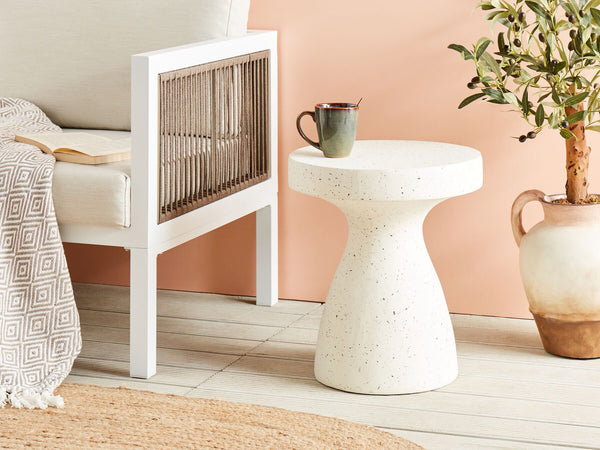 Biviere Accent Side Table Off-White Terrazzo Effect