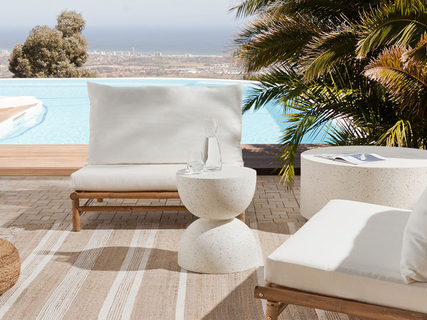 Caoria Accent Side Table Off-White Terazzo Effect