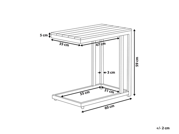 Messina Garden Side Table Light Wood and White