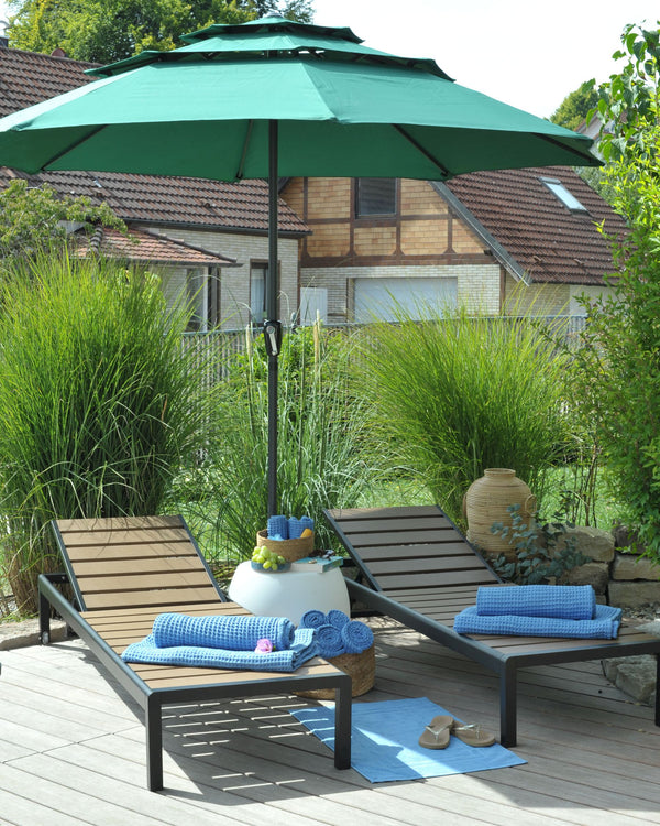 Aluminium Reclining Sun Lounger Light Wood and Black Nardo