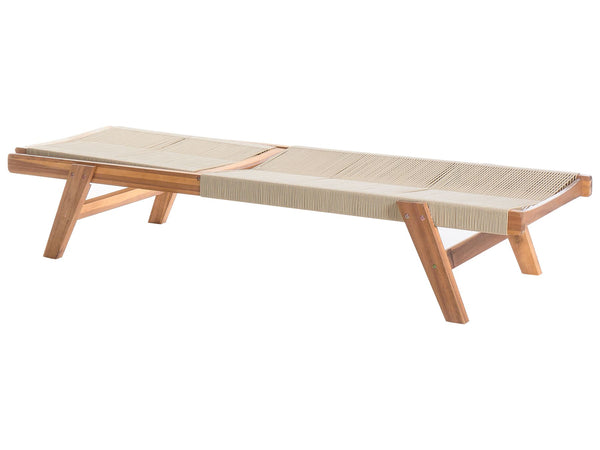 Wooden Reclining Sun Lounger Beige Prossedi
