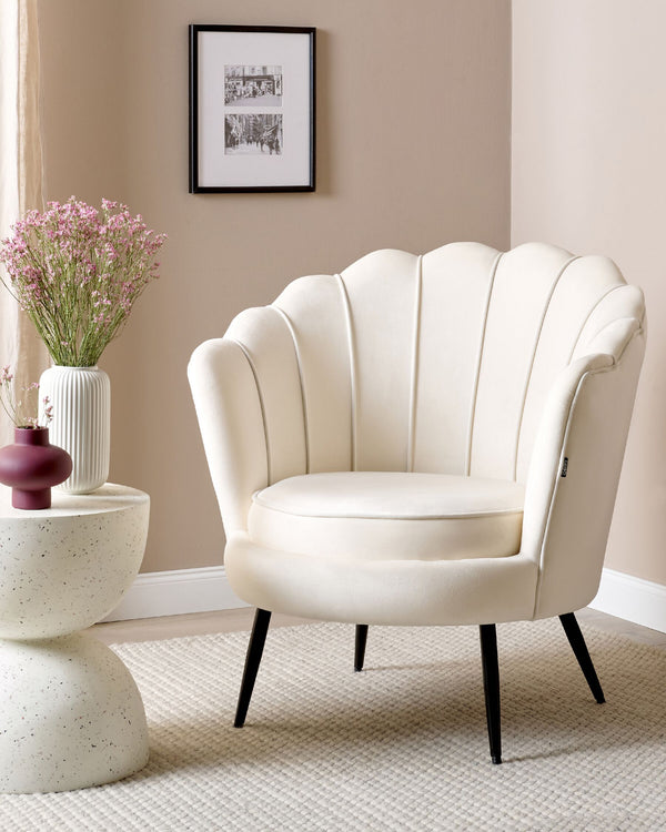 Caoria Accent Side Table Off-White Terazzo Effect
