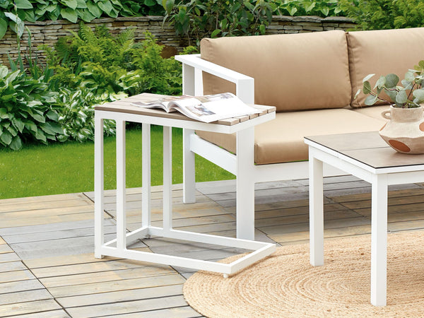 Messina Garden Side Table Light Wood and White