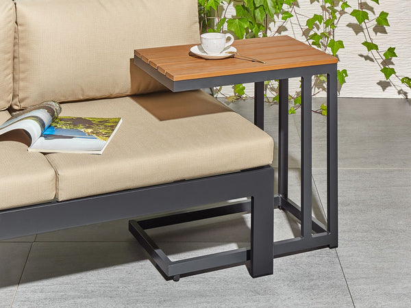 Messina Garden Side Table Light Wood and Black