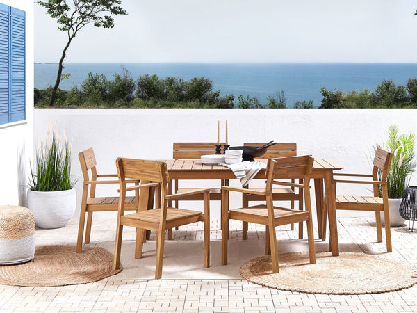 Fornelli Garden Dining Set 6 Seater Acacia Wood Brown