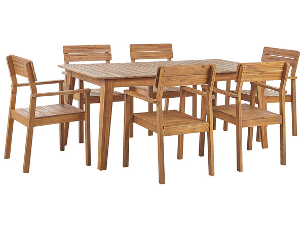 Fornelli Garden Dining Set 6 Seater Acacia Wood Brown