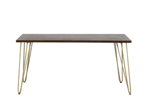 Dark Wood & Gold Retro Rectangular Dining Table 160cm x 85cm