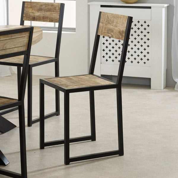 Cosmo Industrial Metal & Mango Wood Dining Chair - Set of 2