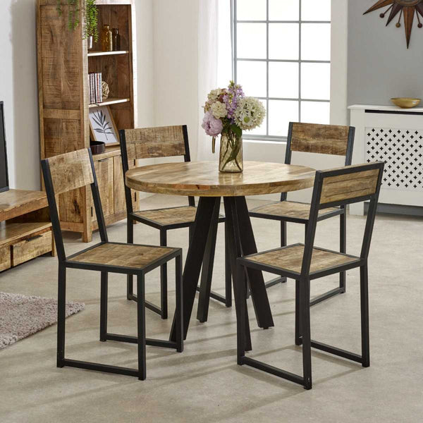 Cosmo Industrial Metal & Mango Wood Dining Chair - Set of 2