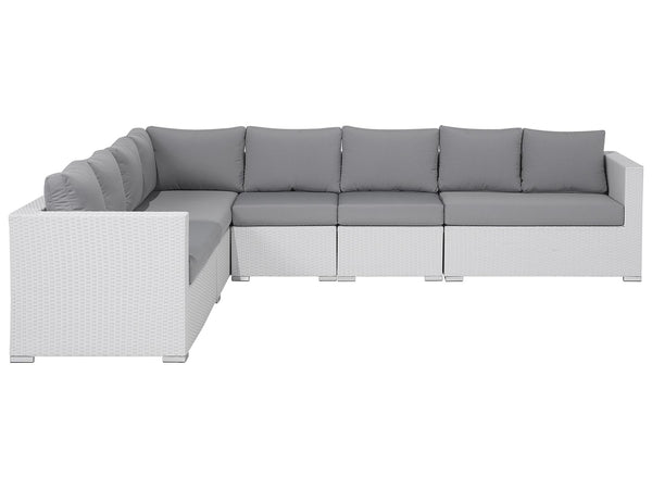 Garden Lounge Set with Table 8 Seater XXL Right Hand Modular PE Rattan White