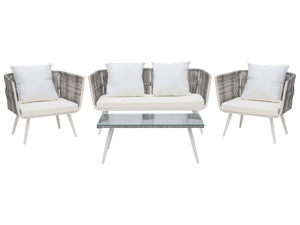 Garden Lounge Set with Table 4 Seater RAGUSA PE Rattan Off-White