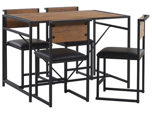 Dining Set BURTON Brown/ Black 4 Seater