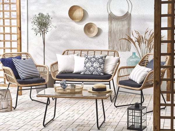 Garden Lounge Set with Table 4 Seater Minori PE Rattan Beige