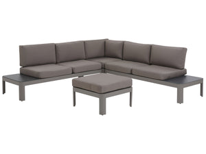 Garden Corner Sofa with Ottoman 5 Seater FERENTINO Modular Metal Grey