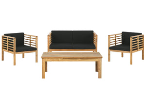 Garden Lounge Set with Table 4 Seater PACIFIC Acacia Wood Black