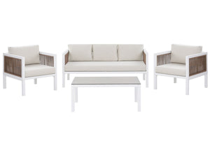 Garden Lounge Set with Table 5 Seater BORELLO Metal White