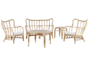 Garden Lounge Set with Table 4 Seater BRINDISI Rattan Natural