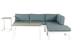 Garden Corner Sofa with Table 5 Seater MESSINA Left Hand Metal Green