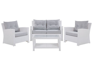 Garden Lounge Set with Table 4 Seater MARINO PE Rattan White