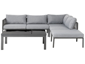 Garden Corner Sofa with Table 6 Seater FORANO Metal Grey