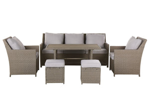 Garden Lounge Set with Table and Ottoman 5 Seater FONTI with Cushions PE Rattan Taupe