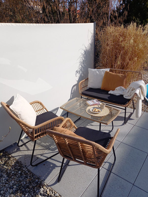 Garden Lounge Set with Table 4 Seater Minori PE Rattan Beige