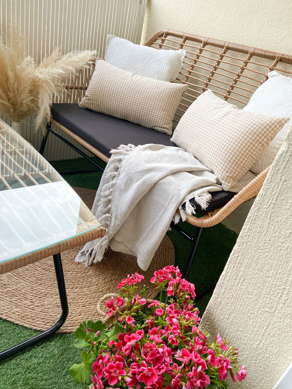 Garden Lounge Set with Table 4 Seater Minori PE Rattan Beige