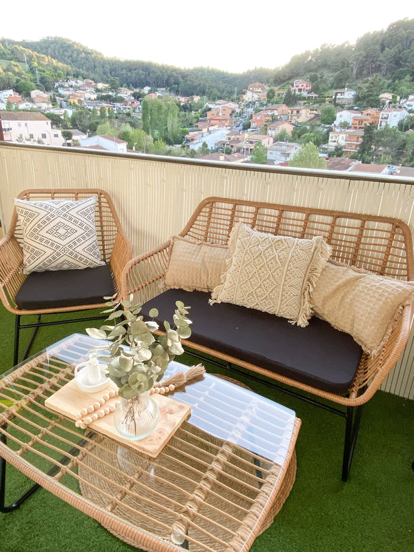 Garden Lounge Set with Table 4 Seater Minori PE Rattan Beige