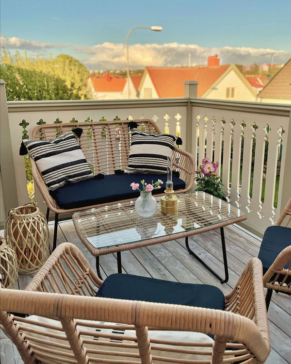 Garden Lounge Set with Table 4 Seater Minori PE Rattan Beige