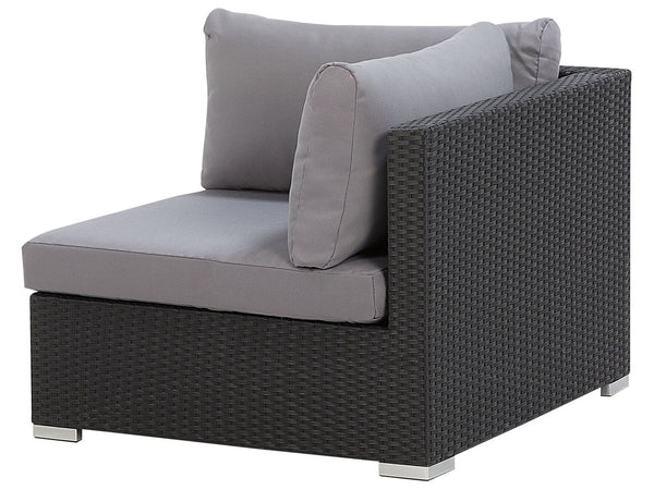 Garden Corner Sofa with Table 4 Seater SANO Right Hand Modular PE Rattan Black