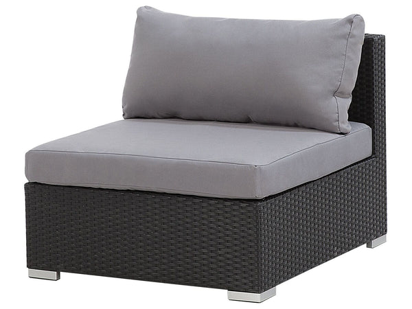 Garden Corner Sofa with Table 4 Seater SANO Right Hand Modular PE Rattan Black