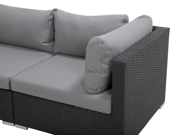 Garden Corner Sofa with Table 4 Seater SANO Right Hand Modular PE Rattan Black
