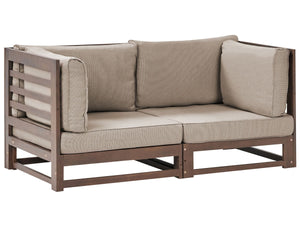 Garden Sofa 2 Seater TRANI Modular Certified Acacia Wood Dark Brown