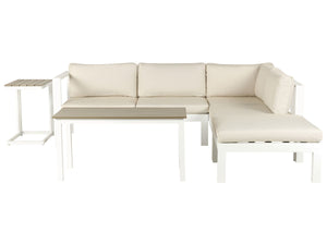 Garden Corner Sofa with Table 5 Seater MESSINA Left Hand Metal Beige