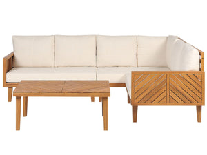 Garden Corner Sofa with Table 4 Seater BARATTI Left Hand Acacia Wood Brown