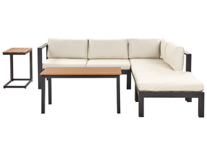 Garden Corner Sofa with Table 5 Seater MESSINA Left Hand Metal Beige