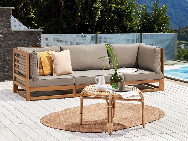 Garden Sofa 3 Seater Trani Modular Certified Acacia Wood Light Brown