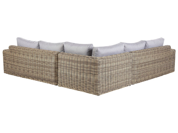 Garden Corner Sofa with Ottoman 6 Seater Palermo Modular PE Rattan Light Brown