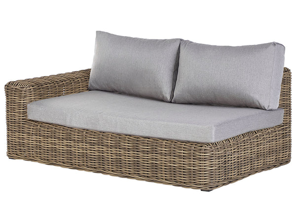Garden Corner Sofa with Ottoman 6 Seater Palermo Modular PE Rattan Light Brown