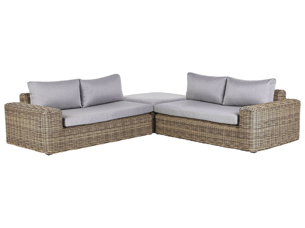 Garden Corner Sofa with Ottoman 6 Seater Palermo Modular PE Rattan Light Brown