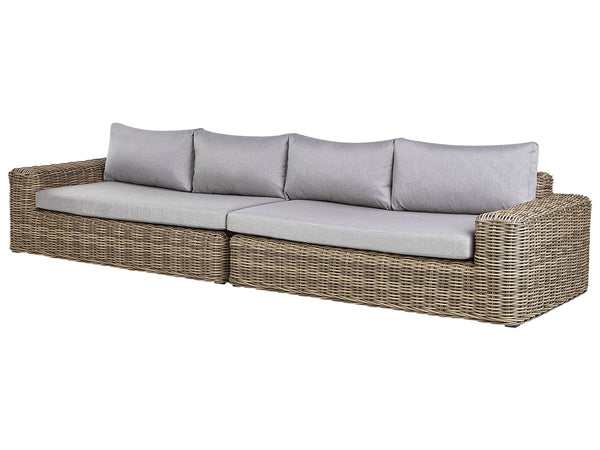 Garden Corner Sofa with Ottoman 6 Seater Palermo Modular PE Rattan Light Brown