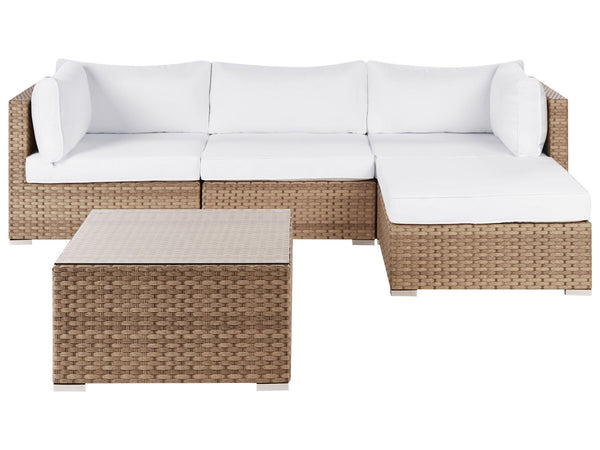 Garden Corner Sofa with Table 4 Seater SANO Left Hand Modular PE Rattan Natural