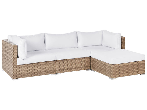 Garden Corner Sofa with Table 4 Seater SANO Left Hand Modular PE Rattan Natural